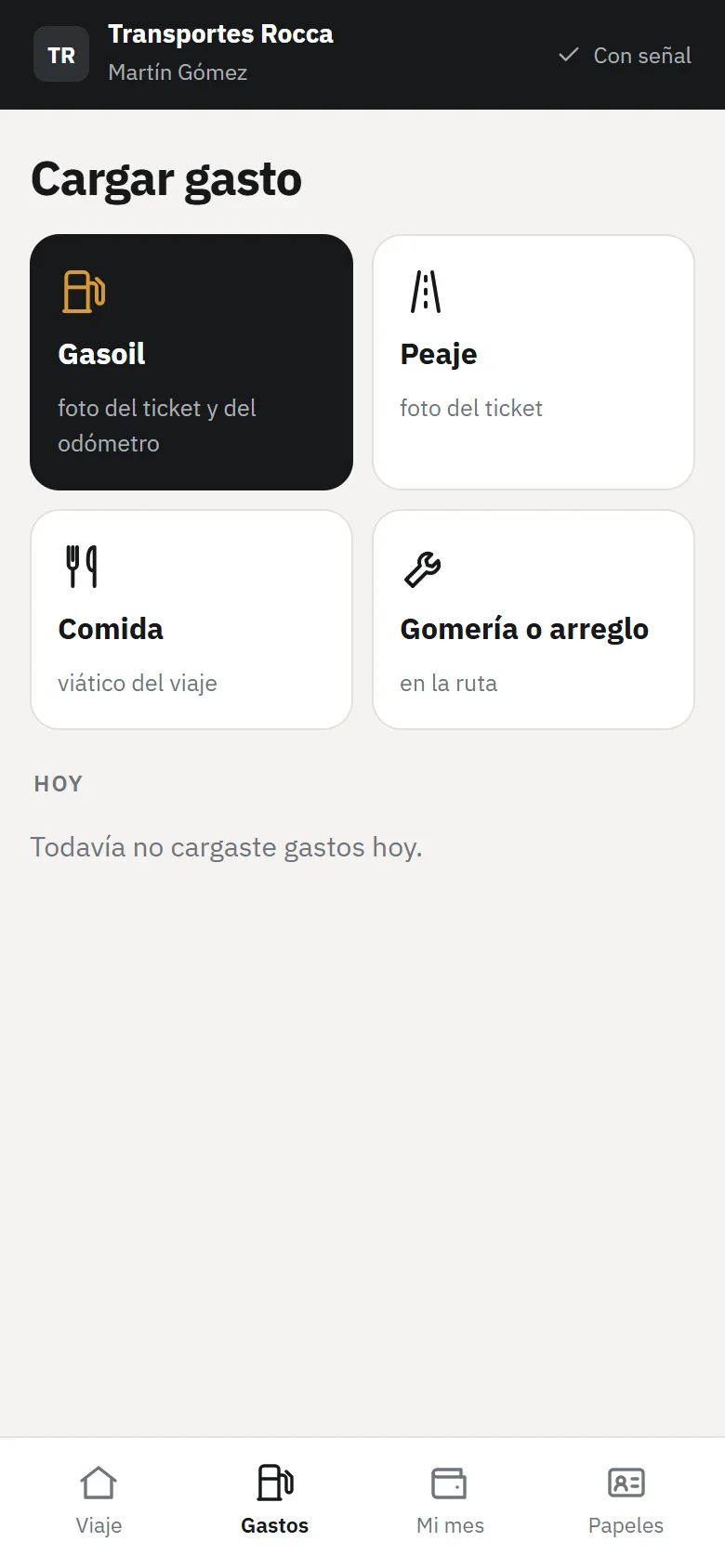 Carga de gastos con foto